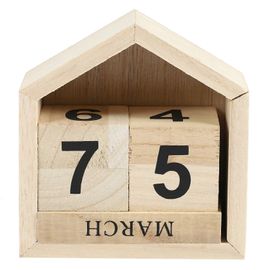 Vintage Design Maison Forme Calendrier Perpétuel Bloc De Bois Couleur