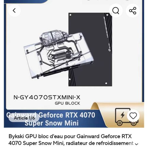 Vend bloc de refroidissement pour carte graphique rtx 4070 super snow mini (Gainward)