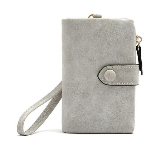 Portefeuille en cuir,porte-monnaie,porte-cartes,gris clair