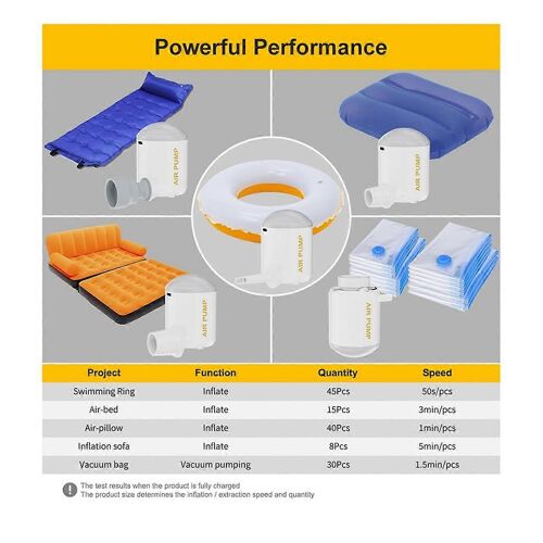 Mini pompe à air électrique avec lanterne LED, compresseur d'air portable pour lit de camping extérieur, 3,5 kPa, rapide
