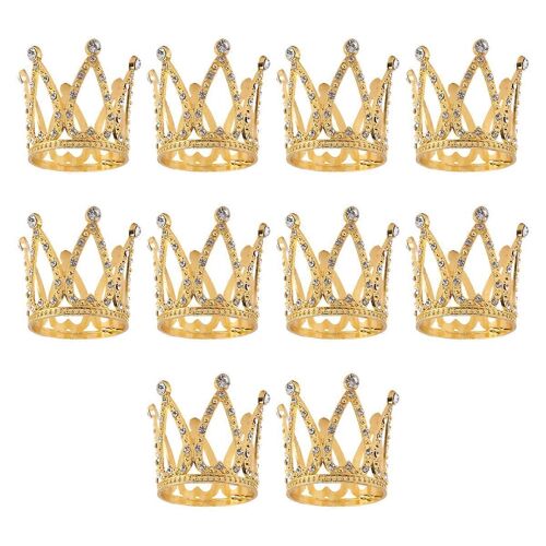 10Pc Gold Cake Topper Petite Couronne de Strass pour Décor D'anniversaire
