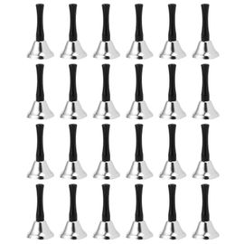 24 Pièces Cloches En Métal En Bois Noir Percussions Musicales (Nickel Blanc)