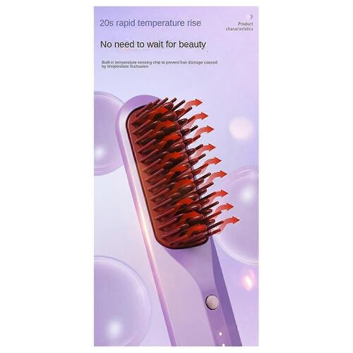 Peigne Chaud Rechargeable Brosse Cheveux Sans Fil Lisseur A 