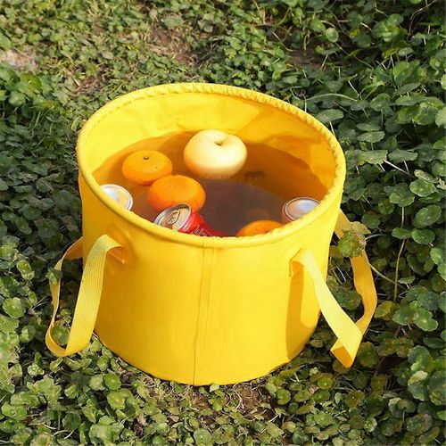 Seau Pliant Portable Extérieur Pêche Portable Kaki B