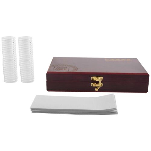 50 Pcs Wood Coin Protection Display Box Range Case Holder Round Box Boîte De Collection Commémorative