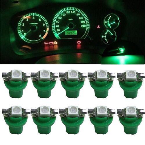 10x T5 B8.5d 5050 Smd Voiture Verte Led Tableau De Bord Instruments Ampoules Accessoires