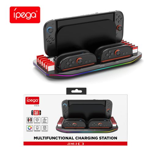 Station De Charge Compatible Switch 2 - Ipega - Base Multifonction Joy-Con Et Console, 4 Emplacements, Led Rgb, Design Compact