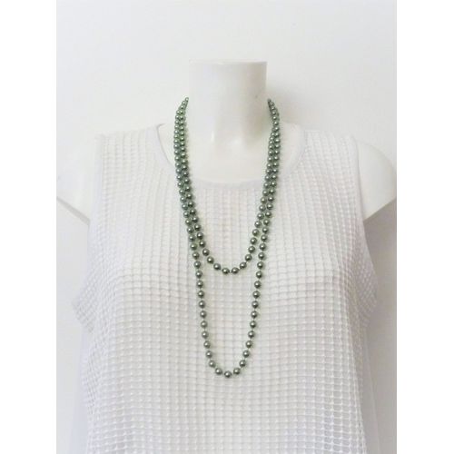 Collier/ Sautoir En Perles En Plastique Rondes Vert Brillant