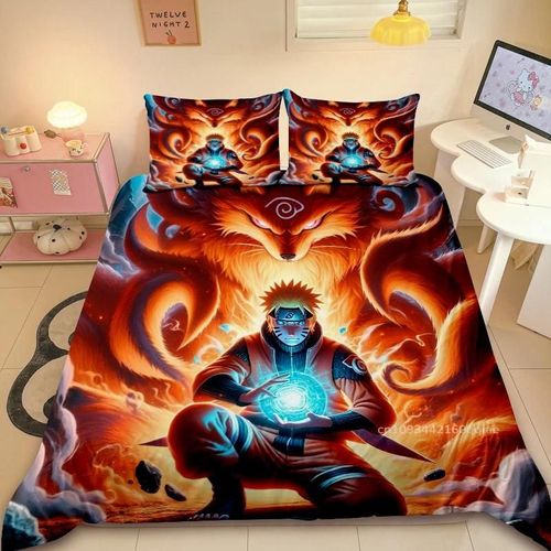 Housse De Couette Naruto Douce Et Confortable Pour Lit Simple Ou Double, Decoration De Chambre Pour Enfants Et Adultes
