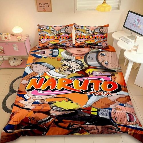 Housse De Couette Naruto 3 Pieces, Impression Hd, Douce Et Confortable, Cadeau Pour Enfants, Decoration De Chambre À Coucher, Taille Simple Ou Double