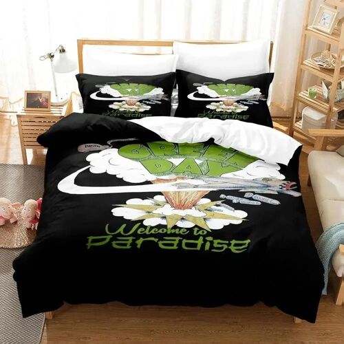 Parure De Lit Avec Housse De Couette Et Taie D'oreiller Motif Anime 3d Green Day Pour Chambre De Garçon