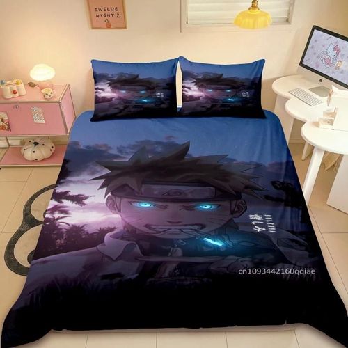 Housse De Couette Naruto 3 Pieces, Impression Hd, Douce Et Confortable, Cadeau Pour Enfants, Decoration De Chambre À Coucher, Taille Simple Ou Double