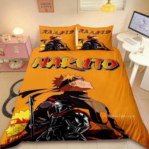 Housse De Couette Naruto 3 Pieces, Impression Hd, Douce Et Confortable, Cadeau Pour Enfants, Decoration De Chambre À Coucher, Taille Simple Ou Double