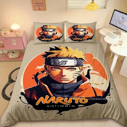 Housse De Couette Naruto 3 Pieces, Impression Hd, Douce Et Confortable, Cadeau Pour Enfants, Decoration De Chambre À Coucher, Taille Simple Ou Double