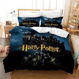 Housse De Couette Imprimee Dessin Anime 3 Pieces Warner Bros. Harry Potter Motif Exquis, Comprenant 1 Housse De Couette Et 2 Taies D'oreiller, Convient Pour La Chambre À Coucher, L