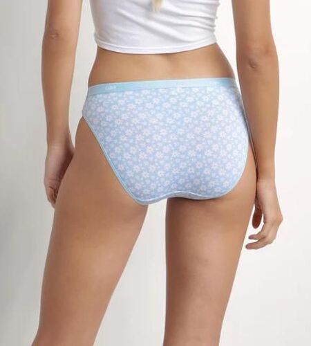 Dim Lot De 3 Slips Femme En Coton Stretch Bleu Gris À Fleurs Les Pockets