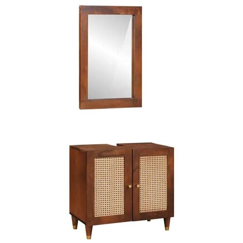 Buffets 2 pcs Marron 62 x 33 x 58 cm Bois Mango Solide Brut