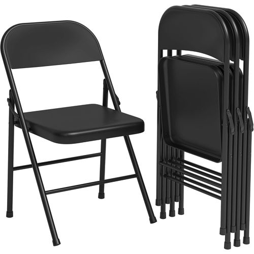 Chaise Pliante Confortable, Lot De 4 Chaises, Chaise Pliante Exterieur Jusqu'À 158 Kg, Métal Chaise Pliante Pour Invités, Cuisine, Camping