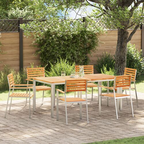 Chaises De Jardin Empilables Vidaxl 6 Pcs 54.5x56x89 Cm En Teck Massif, Chaises De Jardin Empilables Vidaxl 4 Pcs En Teck Massif Et Acier, Chaises De Jardin Empilables Vidaxl 2 Pcs En Teck Massif Et Acier