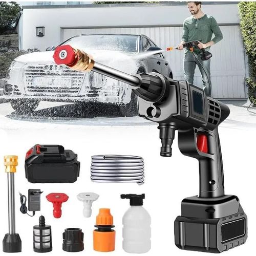 Nettoyeur Haute Pression, 90 Bar Nettoyeur Haute Pression sans Fil Portable avec 5m Tuyau, Regulation Intelligente de la Pression, L