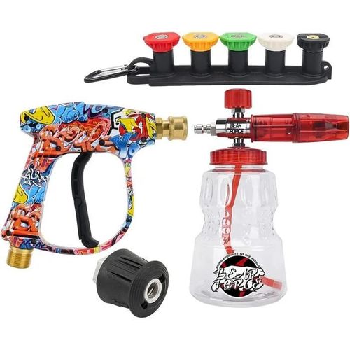 BEAR FORCE Pistolet pulverisateur pour nettoyeur haute pression M22- ID14MM et connecteur rapide 6,35 mm - Lance a mousse neige pour