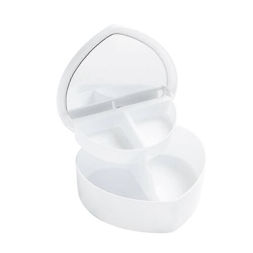 Boîte à bijoux en forme de coeur,Rangement de bijoux en plastique blanc,Boîte à bijoux