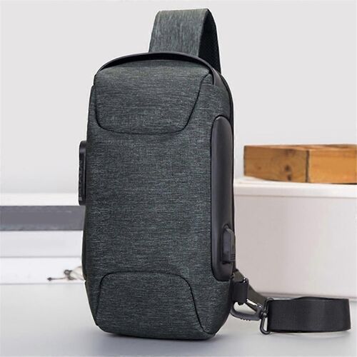 Sac bandoulière étanche,antivol et chargeur USB,avec cadenas,noir