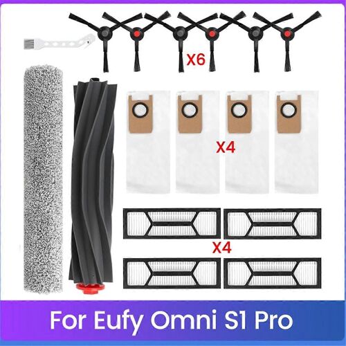 Lot de 17 pièces de rechange pour aspirateur robot Omni S1 Pro, brosse principale, brosse latérale, filtre lavable, sac à poussière, balai à franges roulant