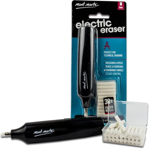 Gomme Electrique-30 Recharges Incluses,Fonctionnant À Piles-Idéal Pour Un Effacement Facile Et Confortable-Gomme De 5mm