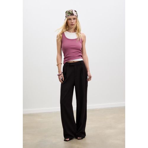 Stradivarius Pantalon De Ville Wide Leg Noir 40