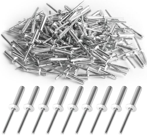 Lot de 120 rivets aveugles,assortiment de rivets pop 4,8 mm x 20 mm,rivets aveugles en aluminium à grande bride,rivets pop argentés,rivets en aluminium pour métal,bois,rivets en plastique 20 mm