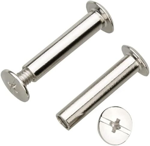 Chicago Vis de Reliure à Vis Nickelée Rivets à Tête Plate M5x65mm (10 pcs)