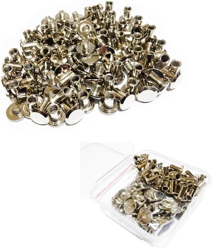 50 Pcs Kit De Rivets De Reliure Chicago De Carbone Chicago,Rivets De Grand Livre Pour La Décoration De La Ceinture De Livre Numéro De Modèle De Bagage M5 (Argent,M5*8)