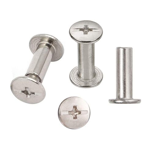30 Sets Chicago Reliure Vis,reliure à vis de reliure nickelée 5 mm x 15 mm,ton argent
