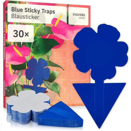 KALANKA-Pièges Bleus Contre Les Thrips : 30 Pièges Adhésifs sans Insecticide ¿ Protection des Plantes d¿Intérieur ¿ Attrape-Insectes avec Stickers Bleus ¿ Piège Collant Anti-Mouches ¿ de