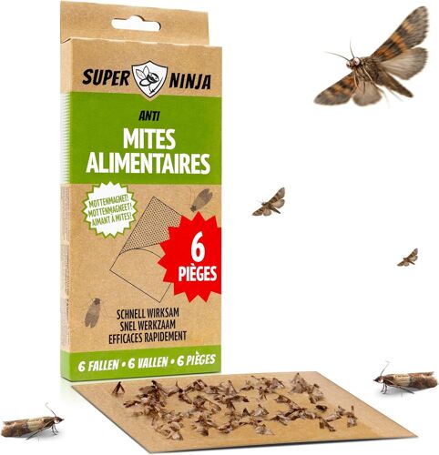 Ninja Anti Mites Alimentaires - Pack de 6, Pi¿¿ges Tr¿¿s Efficaces avec Ph¿¿romone Attractif, Id¿¿al pour Cuisine, Placards & Stockage, Protection 3 Mois