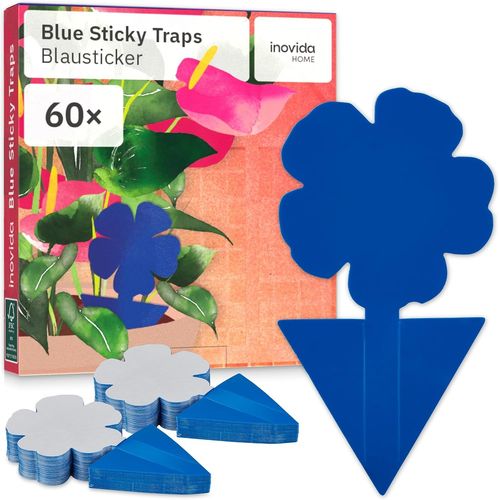 Pièges Bleus Contre Les Thrips : 60 Pièges Adhésifs sans Insecticide Protection des Plantes d`Intérieur Attrape-Insectes avec Stickers Bleus Piège Collant Anti-Mouches de