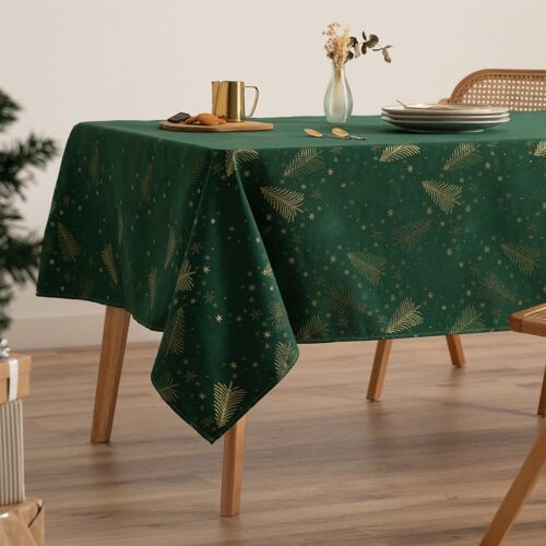 Nappe De Noël En Coton Jacquard Vert 140x140 Cm