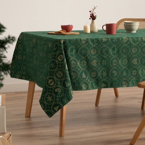Nappe De Noël En Coton Jacquard Vert 140x140 Cm