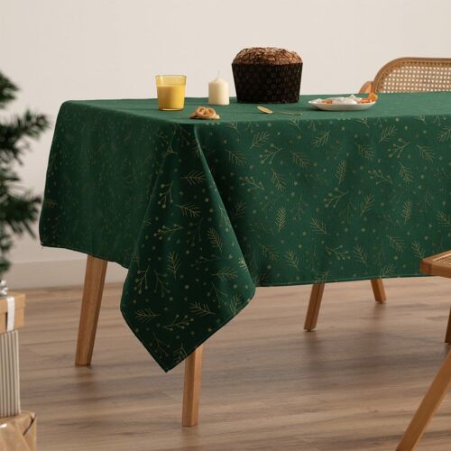 Nappe De Noël En Coton Jacquard Vert 140x140 Cm