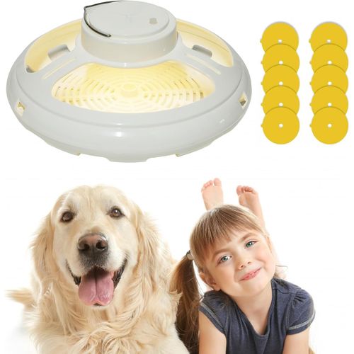 ASFASFq-Piège à puces électrique Rechargeable pour intérieur avec 10 tampons adhésifs de Remplacement, lumière Violette et lumière Chaude, piège à Insectes Volants pour moustiques nuisibles