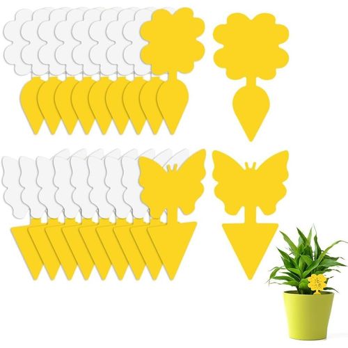KALANKA-Flintronic Pièges à Insectes, 16PCS Attrape Moucheron Plantes, Plug-in Pièges à Insectes Pièges Engluées Autocollants Colle Double sans Insecticide, Anti Moucheron Plante pour Plante Fleur Fr
