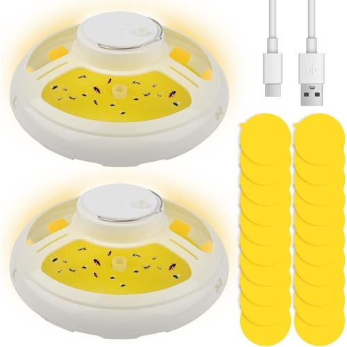 KALANKA-2 Pièces Piège à Puces Sticky dôme avec 20 Sticky Discs,Piège à Puces à l'intérieur de Votre Maison Attrape Puces Domestiques Pièges à Insectes Piège à Punaises de Lit Electrique USB pour Enf