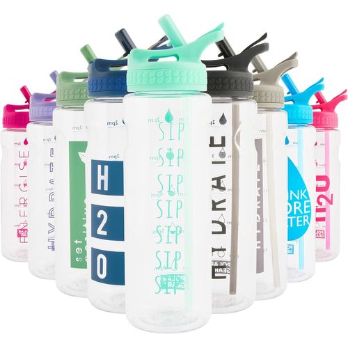 Checarzhn--No1-Bouteille D'eau Motivante De 750 Ml Avec Paille ¿ Sans Bpa, Marquages De Temps ¿ Bouteille De Course Et De Sport, Réutilisable Pour Le Travail, L'école, Le Cyclisme
