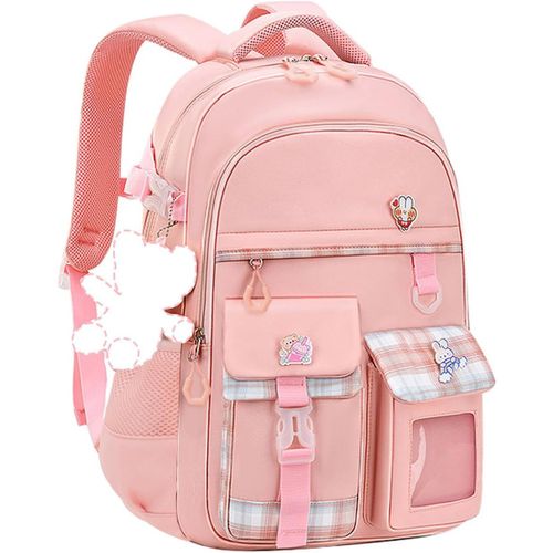 KALANKA-Cartable Filles Primaire, Sac D'école Léger et Mignon, Sac à Dos pour Enfants CE1 CE2, Sac Ecole Fille CM1 CM2 pour l'école ou les Voyages D'agrément, Rose