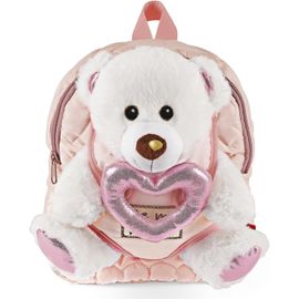 CHECARZHN--NO1-No urs Sac À Dos Enfant 3 4 5 Ans Avec Coeur Rose - Sac De Sport Avec Peluche Amovible Animal Teddy Bear Pour École Maternelle - Cartable Sacoche Douce Avec Ours Petit Fille