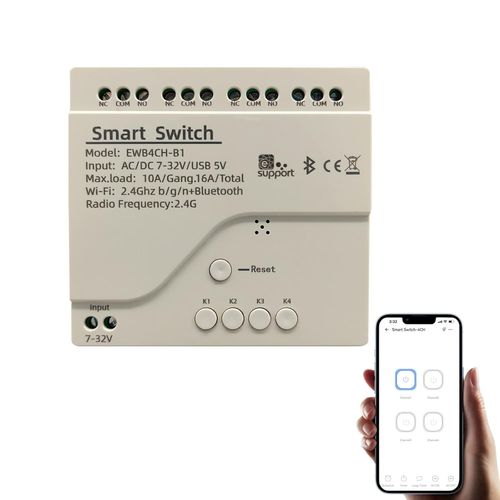 Commutateur intelligent 4 canaux,relais WiFi momentané/à verrouillage,commutateur de commande Bluetooth eWeLink APP,maison intelligente bricolage,compatible avec Alexa Google Home
