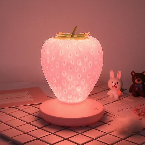 Fruit Fraise Silicone Veilleuse Led Protection Des Yeux Toucher Atmosphère Lumière Dessin Animé Pour Enfants U