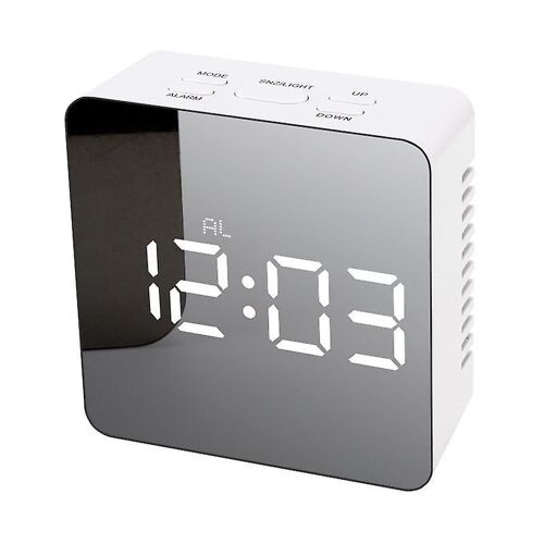 Dewenwils Led Horloge Miroir Numérique Décor Maison Réveil Numérique (Blanc)