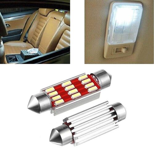 2pcs 12v Led Voiture Véhicule Intérieur Dôme Toit Plafond Lecture Coffre Lampe Lumière